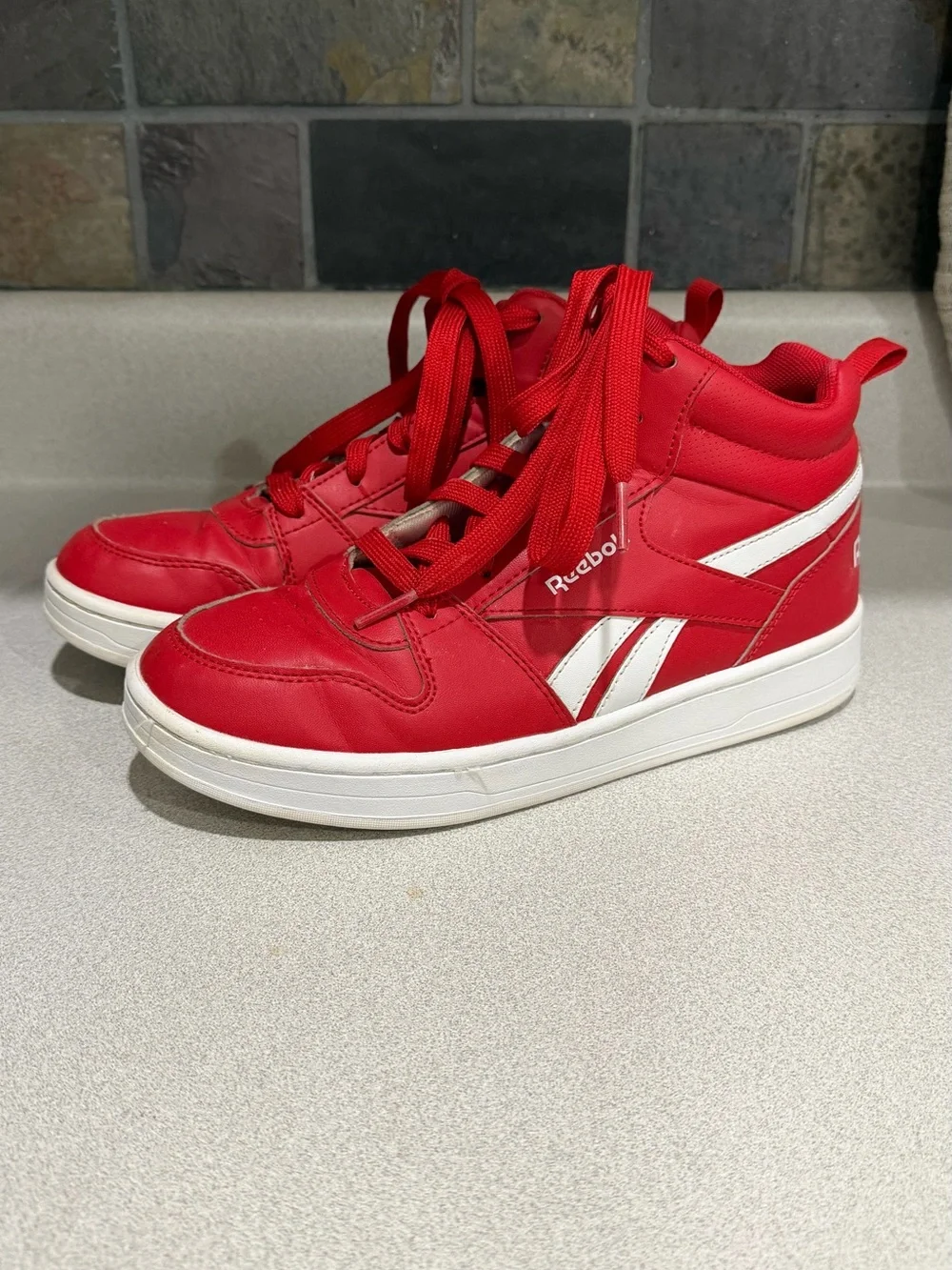 Reebok Kids' Red and White High-Top Sneakers